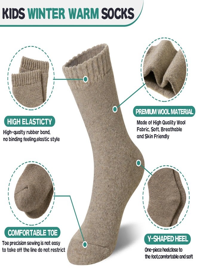 Eyean Kids Merino Wool Socks Boys Girls Thermal Winter Hiking Warm Thick Boot Cozy Toddler Crew Socks 6 Pairs (4-7 Years, Solid Color) - Image 4